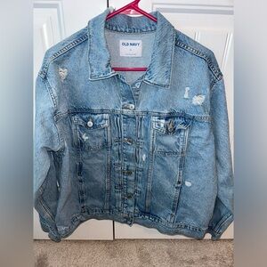 Old navy Distressed Classic Jean Jacket for Women - light wash - XL